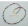 Turmalin Edelstein Kette rosa hellgrün mit Perlen 46 cm lang-Edelsteinketten