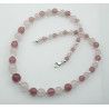 Rosenquarz Kette rosa quarz Kugeln mit Zuchtperle Halskette für Damen-Edelsteinketten