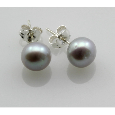 Perlen-Ohrstecker silbergraue Süßwasser Zuchtperlen Bouton 10 mm-Perlen-Ohrringe