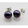 Perlen-Ohrstecker anthrazit-graue Süßwasser Zuchtperlen Bouton 7,5 mm-Perlen-Ohrringe