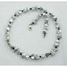 Perlenkette silbergraue Keshi Zuchtperlen mit schwarzen Spinell 45,5 cm-Perlenketten