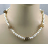 Perlenkette weiße Süßwasser Zuchtperlen mit indischen Mondstein Kugeln 48 cm-Perlenketten