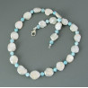 Keshi Perlenkette mit himmelblauem Larimar 46 cm lang-Perlenketten