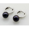 Perlen-Ohrringe - Süßwasser Zuchtperlen grau an Silber Klappcreole -Perlen-Ohrringe