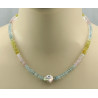 Beryll-Edelsteinkette mit Perle Edelberylle mit Keshi-Perle 47,5 cm lang-Edelsteinketten