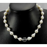 Perlenkette - weiße Süßwasser-Zuchtperlen mit Bergkristall 43,5 cm-Perlenketten