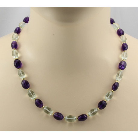 Amethystkette - lila grüne Amethyst Halskette für Damen 51,5 cm-Edelsteinketten