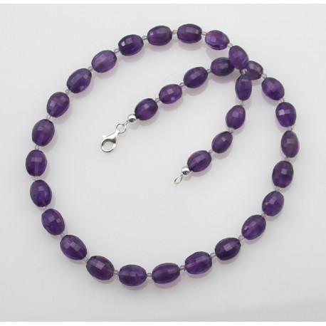 Amethystkette - Amethyst Halskette violett 45,5 cm - 165 Karat-Edelsteinketten