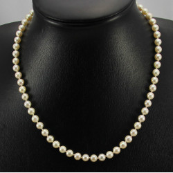 Perlenkette - Akoyaperlen weiß Halskette geknotet 47 cm