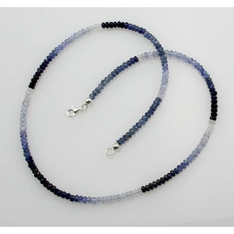 Saphirkette - blau weiße saphire facettiert 44 cm lang-Edelsteinketten
