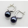 Perlen Ohrringe - Süßwasser-Perlen anthrazit mit Silber Klapp-Creole-Perlen-Ohrringe