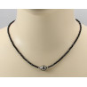Schwarze Spinell Kette mit Tahiti-Perle 44 cm-Edelsteinketten