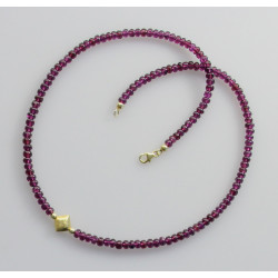 Granatkette Rhodolith - rote Halskette Rondelle 47 cm