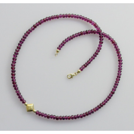 Granatkette Rhodolith - rote Halskette Rondelle 47 cm-Edelsteinketten
