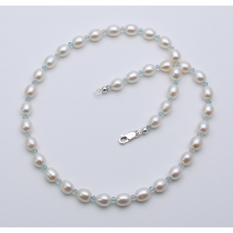 Süßwasser-Natur-Perlen-Kette 53 cm lang 1 Stück Neu F Weiß Zucht-Perlen-Ketten