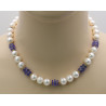 Süßwasser-Perlenkette mit Tansanit 45 cm-Perlenketten