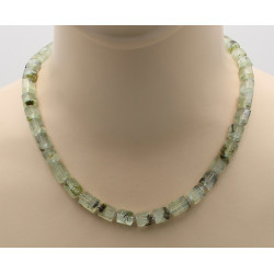 Prehnit Halskette hellgrün mit Süßwasser Perle 48,5 cm 