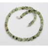 Prehnit Halskette hellgrün mit Süßwasser Perle 48,5 cm -Edelsteinketten