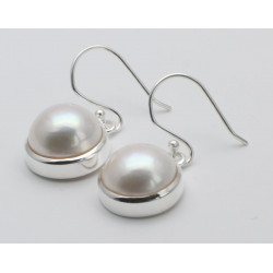 Silber Ohrhänger mit weißer Süßwasser-Perle 13 mm