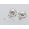 Silber Ohrhänger mit weißer Süßwasser-Perle 13 mm-Perlen-Ohrringe