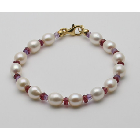 Perlen Armband mit Granat und Amethyst-Perlen-Armbänder