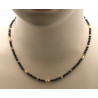 Spinell Halskette schwarz facettiert mit Zirkon 45 cm-Edelsteinketten