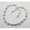 Süßwasser-Perlenkette mit Larimar 53 cm-Perlenketten
