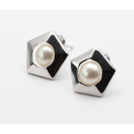 Perlen Ohrstecker in Silber im Fünfeck-Design-Perlen-Ohrringe