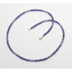Tansanit Halskette facettiert mit Perlen 47,5 cm