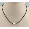 Saphir-Kette facettiert dunkelblaue mit Perle 45,5 cm lang-Edelsteinketten