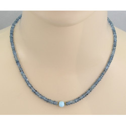 Aquamarin Halskette facettiert mit Larimar 45,5 cm