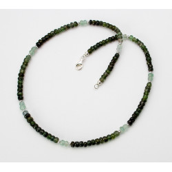 Turmalin-Kette grün facettiert - Verdelith mit Perle 47 cm