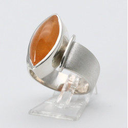 Mandarin-Granat Ring in 925er Silber Ringgröße 57