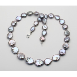 Keshi-Süßwasser Perlenkette in hellem Silbergrau 47 cm