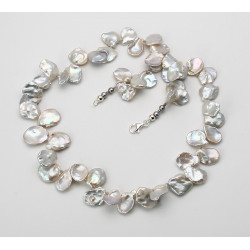 Keshi-Perlenkette silbergrau Süßwasser-Souffle-Perlen 47 cm