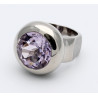 Silber-Ring mit Rosa Amethyst 14 mm rund - Ringgröße 55-Silberringe