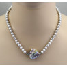 Perlenkette - grau mit großer Süßwasser-Perle 47,5 cm lang-Perlenketten