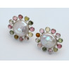 Süßwasser-Perlen Ohrstecker mit Turmalin-Perlen-Ohrringe