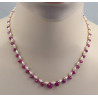 Rosa Saphir-Collier mit Perlen in 46 cm Länge-Edelsteinketten