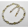 Süßwasser-Perlenkette weiß mit Lemonquarz 49 cm lang-Perlenketten