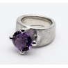 Silber Ring mit Amethyst lila rund facettiert 12 mm Ringgröße 52-Silberringe