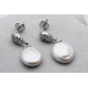 Perlen-Ohrstecker weiße Süßwasser-perlen mit Silberund Zirkonia-Perlen-Ohrringe