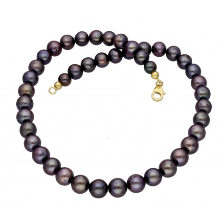Perlenkette - moccafarbene Süßwasser-Perlen 10 mm rund 45 cm lang-Perlenketten