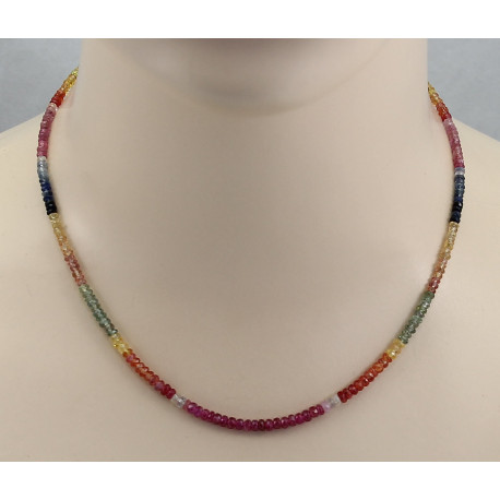 Saphir-Kette facettiert in allen Farben 45 cm lang-Edelsteinketten
