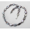 Keshi-Perlenkette silbergrau mit Rhodolith-Granat 46 cm lang-Perlenketten