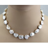 Perlenkette mit Aquamarin - weiße Keshi-Perlen mit kleinen Aquas 43 cm-Perlenketten