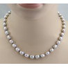 Süßwasser-Perlenkette silbergraue ovale Perlen mit Iolith 47 cm-Perlenketten