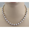 Süßwasser-Perlenkette silbergraue ovale Perlen mit Granat 47,5 cm lang-Perlenketten