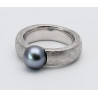 Silber-Ring mattiert mit Tahiti Perle 8,5 mm rund Ringgröße 55-Silberringe