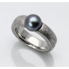 Silber-Ring mattiert mit Tahiti Perle 8,5 mm rund Ringgröße 55-Silberringe